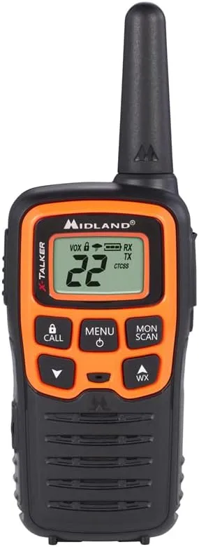 Midland -T51X3VP3 X-TALKER Walkie-Walkie - Long Range Two Way Radio for Camping Hiking Hand Held RZR FRS Compact Radio UTV communication NOAA Weather Scan - Black/Orange, 3 Radios