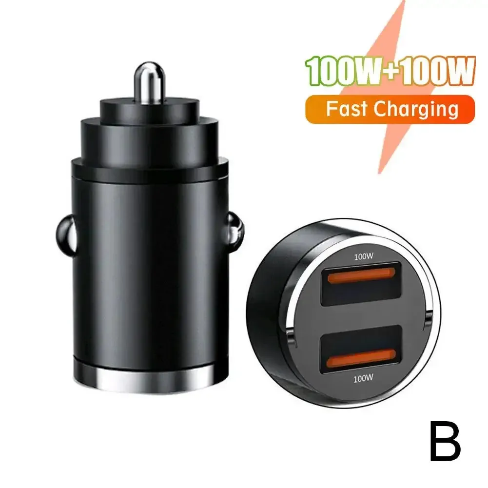 Mini 200W Car Charger - Dual USB-C Ports, Fast Charging