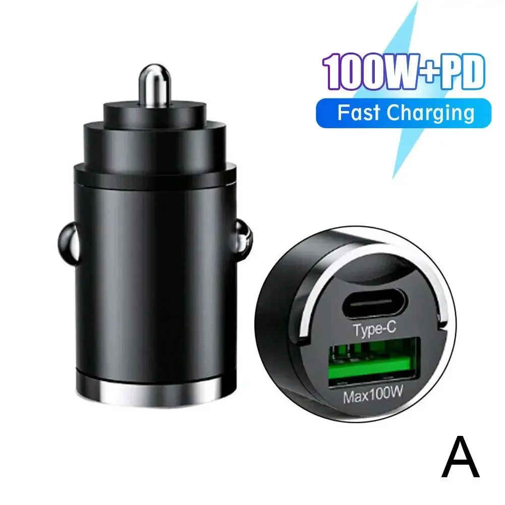 Mini 200W Car Charger - Dual USB-C Ports, Fast Charging