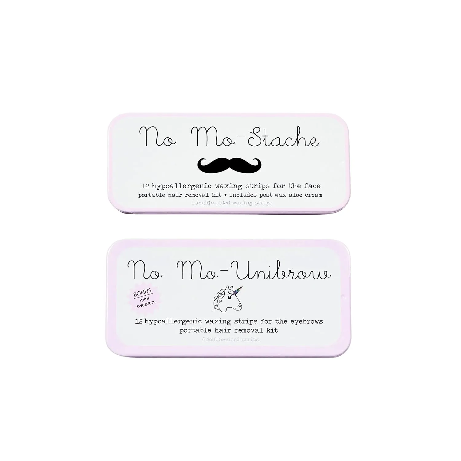 Mini Duo - 12 Count Brow and Lip Wax Kit, 2 Piece Set - As Seen On Shark Tank - Hair Removal Wax Strips with Tweezers for Face, Brows and On-The-Go Use