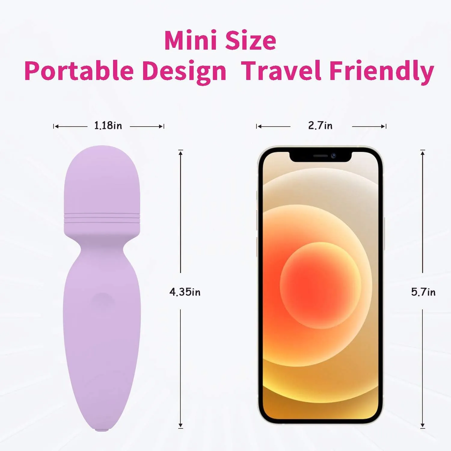 Mini Wand Massager Small Cordless Hand-held Massager Quiet Waterproof Massager Rechargeable Personal Massager for Neck Shoulder Back Body [4.35 * 1.18 inches]