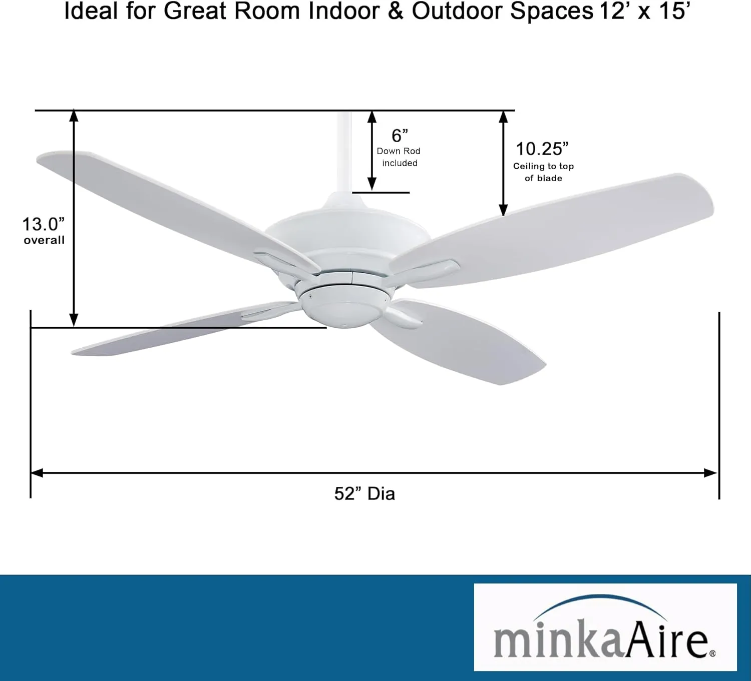 Minka-Aire F513-WH, New Era, 52" Ceiling Fan, White