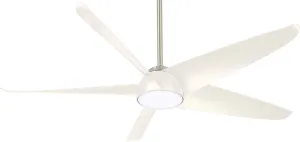 Minka-Aire F771L-BN/WH Ellipse 60" Ceiling Fan with LED Lights, Brushed Nickel/White