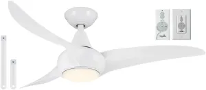 MINKA-AIRE F845-WH Light Wave 44" Ceiling Fan, White Finish with Remote and Additional Wall Control and 3.5 Inch Downrod………