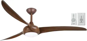 MINKA-AIRE F848-DK Light Wave 65" Ceiling Fan, Distressed Koa Finish with Remote and Additional Wall Control