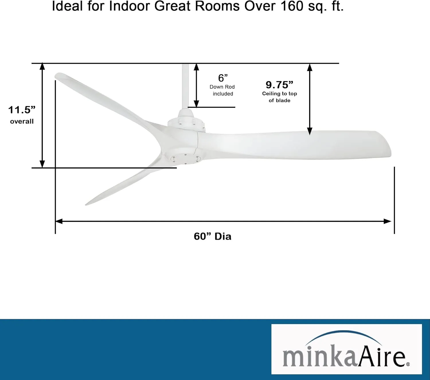 Minka-Aire F853-WH, Aviation White 60" Ceiling Fan with Remote Control