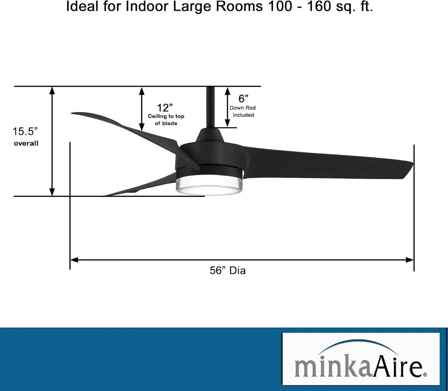 MINKA-AIRE Veer 56" LED Ceiling Fan F692L-CL - Coal