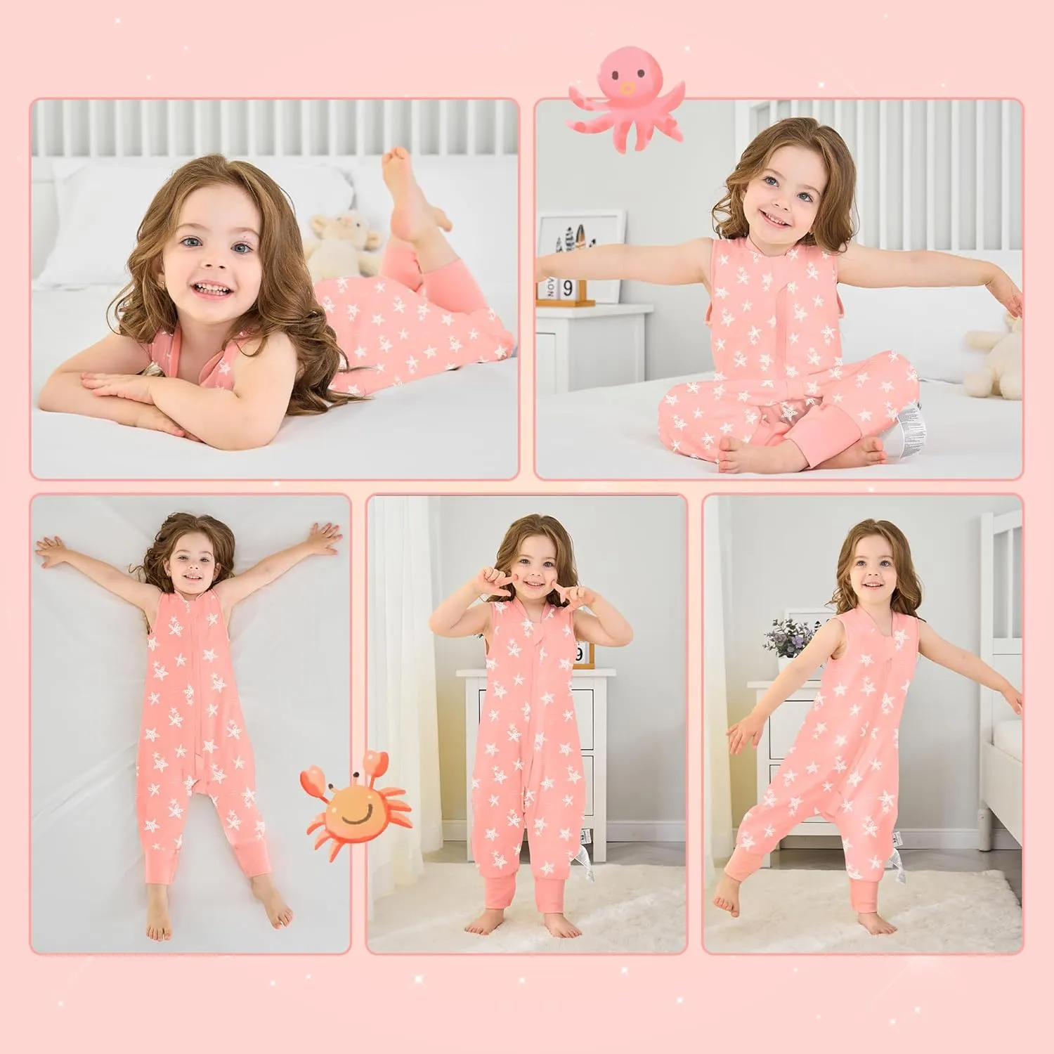 Miracle Baby Toddler Sleep Sack with Feet, 1.0 TOG Wearable Blanket Baby with Legs Sleeveless Baby Sleeping Bag for Walker