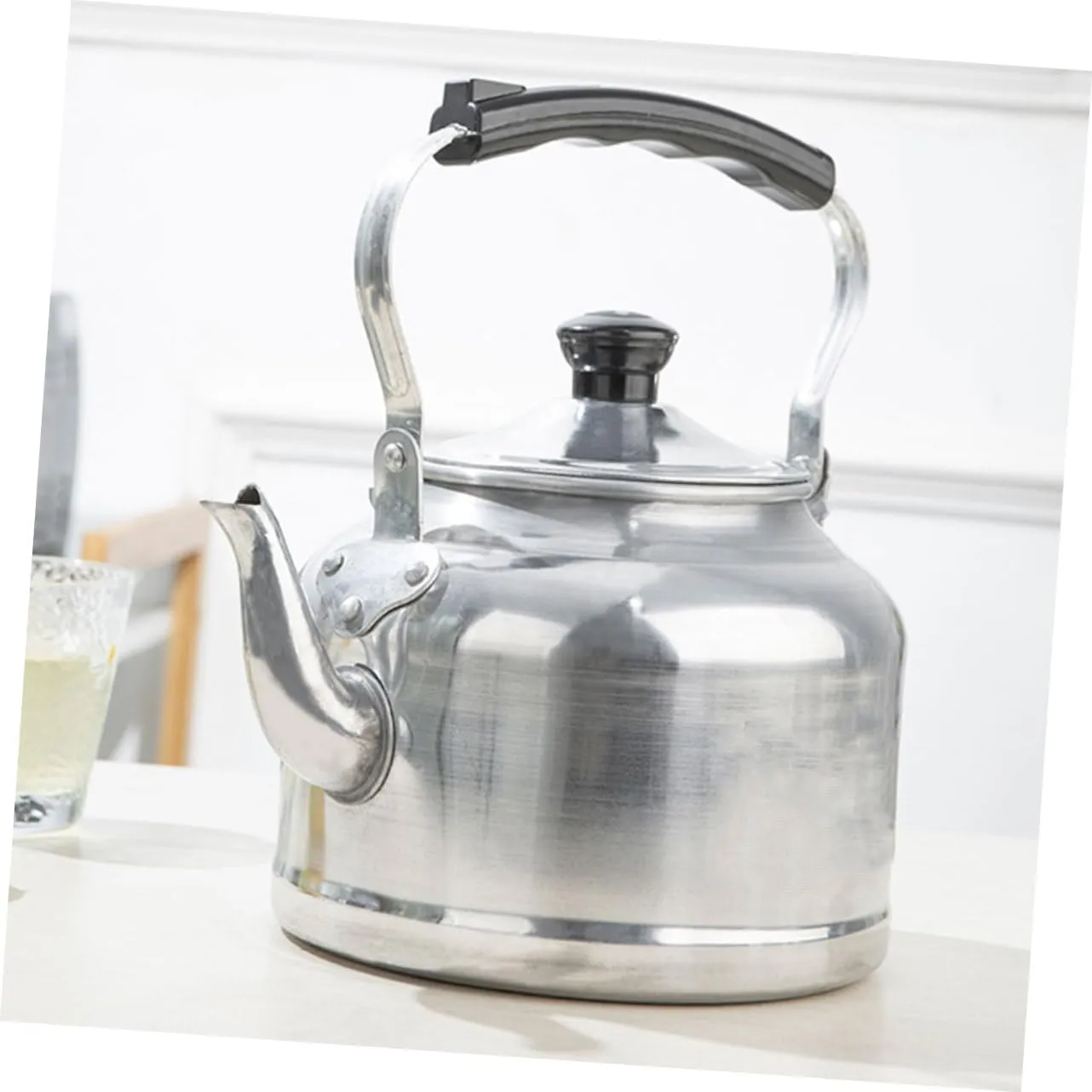 Mobestech Aluminum Stovetop Tea Pot Whistling Kettle for Loose Tea Hot Water for Home Camping Compatible with Gas Induction Cookers Saving Design
