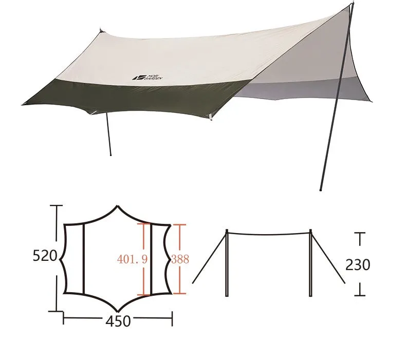 Mobi Garden Jun Ting 520 6-8 person Tarp - Olive Green