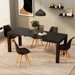 Mobili Fiver, First Extendable Table, 47.2(77.6) x31.5 in, Ashwood Black, Made in Italy