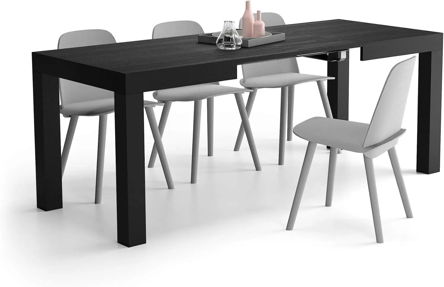Mobili Fiver, First Extendable Table, 47.2(77.6) x31.5 in, Ashwood Black, Made in Italy