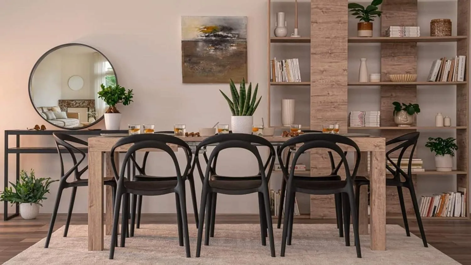 Mobili Fiver, First Extendable Table, 47,2(77,6) x31,5 in, Dark Walnut, for 6-8 People, Expandable Dining Table for Kitchen, Living Room, Italian Furniture