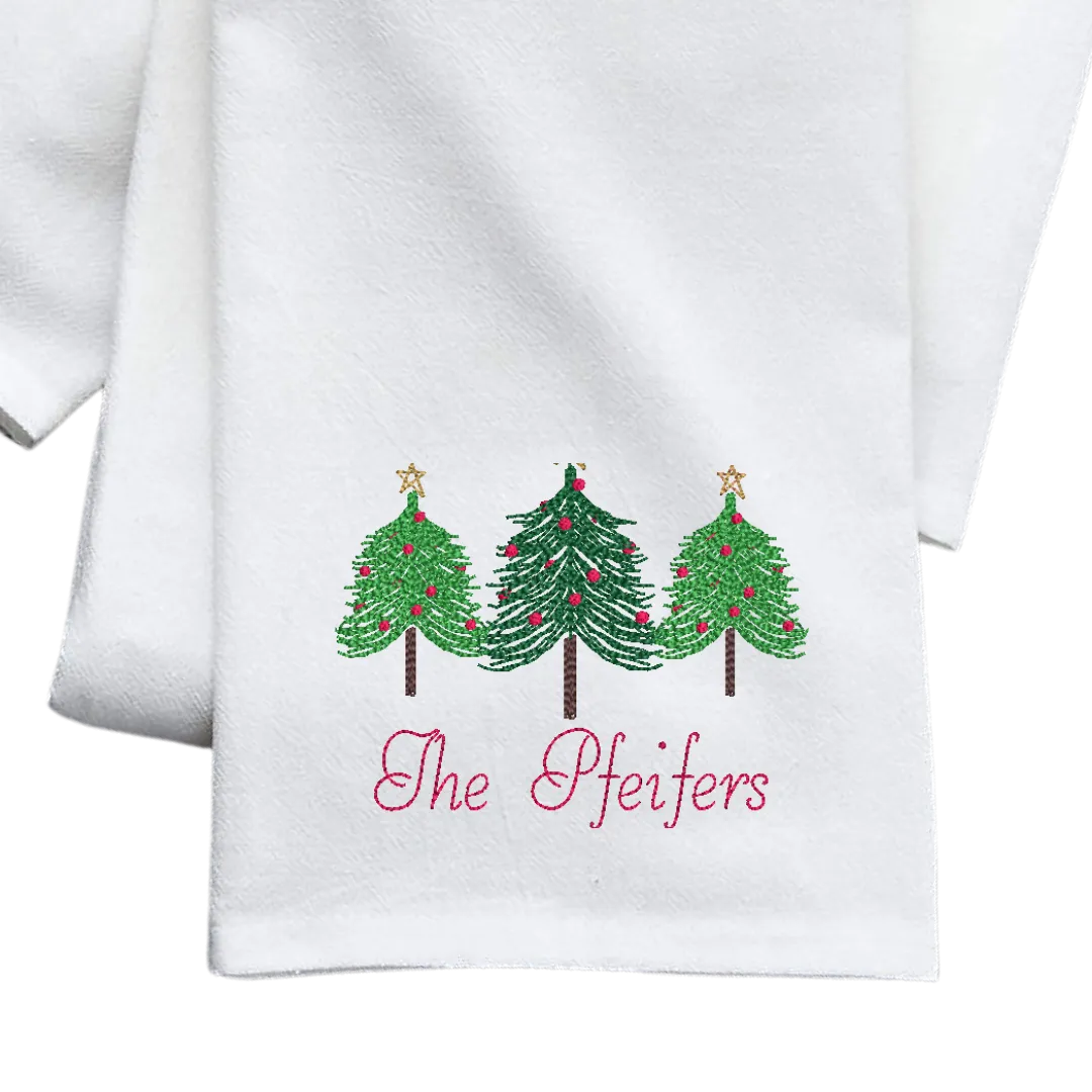 Monogrammed Holiday Flour Sack Dish Towels