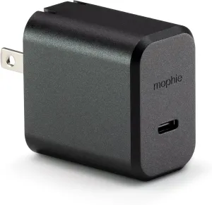 Mophie GaN 30W USB C Charger Block - Fast Wall Charger for iPhone, iPad, Samsung Galaxy, Google Pixel, and More - Compact, Foldable Prongs, Eco-Friendly, Black