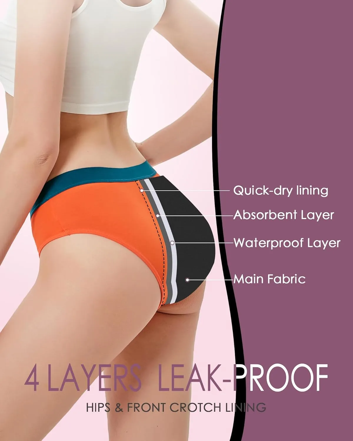Mordlanka Teen Period Underwear Menstrual Panties for Girls Heavy Flow Leakproof Protective Briefs First Period Kit for Girls