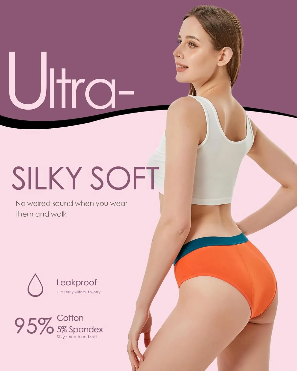 Mordlanka Teen Period Underwear Menstrual Panties for Girls Heavy Flow Leakproof Protective Briefs First Period Kit for Girls