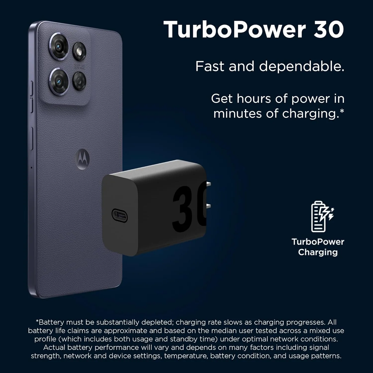 Motorola TurboPower 30 USB-C Charger with 1m USB-C to USB-C Cable for Moto G 2025, Moto G Power 2025, Moto G Power 5G 2024, G Stylus 5G 2024, Motorola Razr  2023/2024, Razr 2023/2024