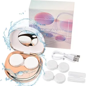 MV3 Series Ultrasonic Contact Lens Cleaner Machine, Peroxide Contact Lens Cleaner with USB Charger, Fit Disposal Soft Lens, Colored Contact Lens, RGP Lens and OK Lens (Gold with White)