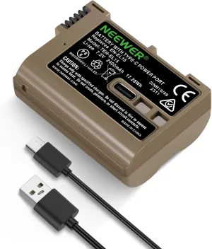 Neewer 2400mAh EN-EL15c Replacement Camera Battery for Nikon Zf Z8 Z7 II Z6 II Z5, 1.9 Hours Full Charge with USB Type C Fast Charging Compatible with Nikon D850 D810 D780 D750 D610 D500 D7500 D7200