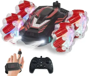 New Gesture Sensing RC Stunt Car with Lights Music, Hand Gesture Remote Control Car 360° Spins Double Side Controlled RC Car Birthday Gifts Toys for 6-12 Years Old Boys