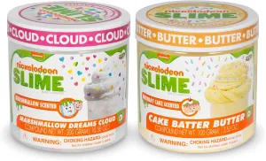 Nickelodeon Slime Pack of 2 - Cake Batter Butter & Marshmallow Dreams Cloud Jars, Butter Scented for Kids