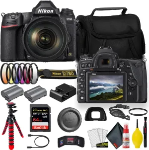 Nikon D780 24.5 MP Full Frame DSLR Camera with 24-120mm Lens (1619) - Bundle -   Sandisk Extreme Pro 64GB Card   Additional ENEL15 Battery   Nikon Case   Cleaning Set   Filter Sets   More (Renewed)