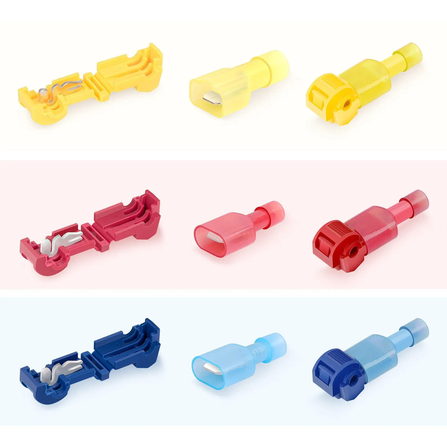 Nilight - 50031R 240 Pcs/120 Pairs Splice Wire Terminals T-Tap Self-Stripping with Nylon Fully Insulated Male Quick Disconnects Kit