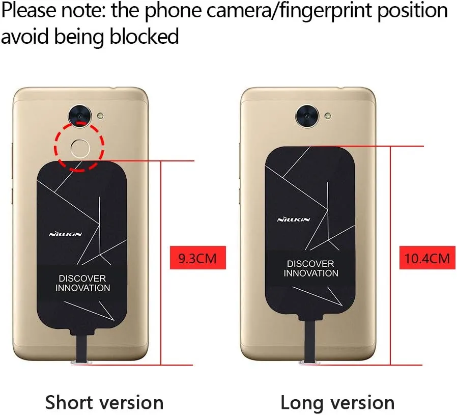 Nillkin Qi Receiver USB C, Thin Wireless Charging Receiver, Type C Wireless Charger Receiver for Galaxy Note 8 Pro/A50/A70/A10s/Xiaomi Note 8/Huawei P30 and Other Type-C Android Phones(Long Version)