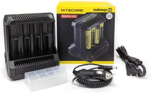 NITECORE I8 INTELLIGENT UNIVERSAL BEST BATTERY CHARGER CHARGER FOR 18650 RCR123A 17650 17670 14500 AA AAA AND MORE COMES WITH MACROMALL BATTERY ORGANIZER AND CAR CHARGER