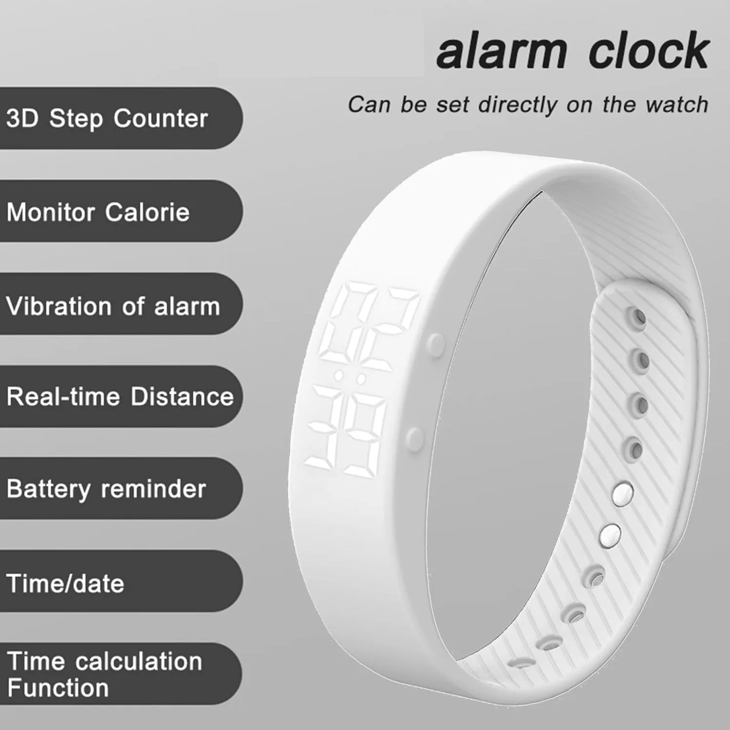 Non-Bluetooth Fitness Tracker Watch Pedometer Digital Step Counter Calorie Counter Distance Activity Tracker Alarm LED Fitness Watch IP65 Water Resistance