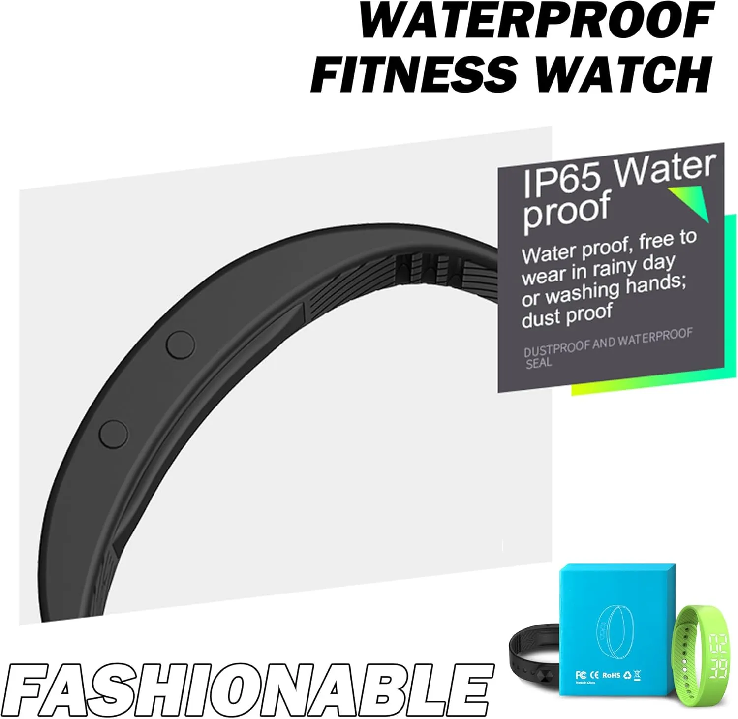 Non-Bluetooth Fitness Tracker Watch Pedometer Digital Step Counter Calorie Counter Distance Activity Tracker Alarm LED Fitness Watch IP65 Water Resistance