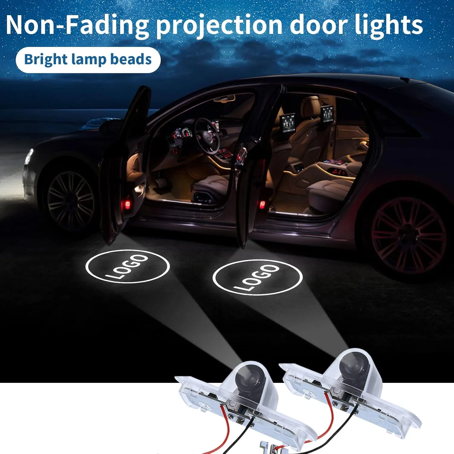 Non-Fading Car Door LED Logo Projector Welcome Lamp Door Light Puddle Lights Kit Compatible with Accessories Accord 2003-2022 (White, Accord, 2003–2012)