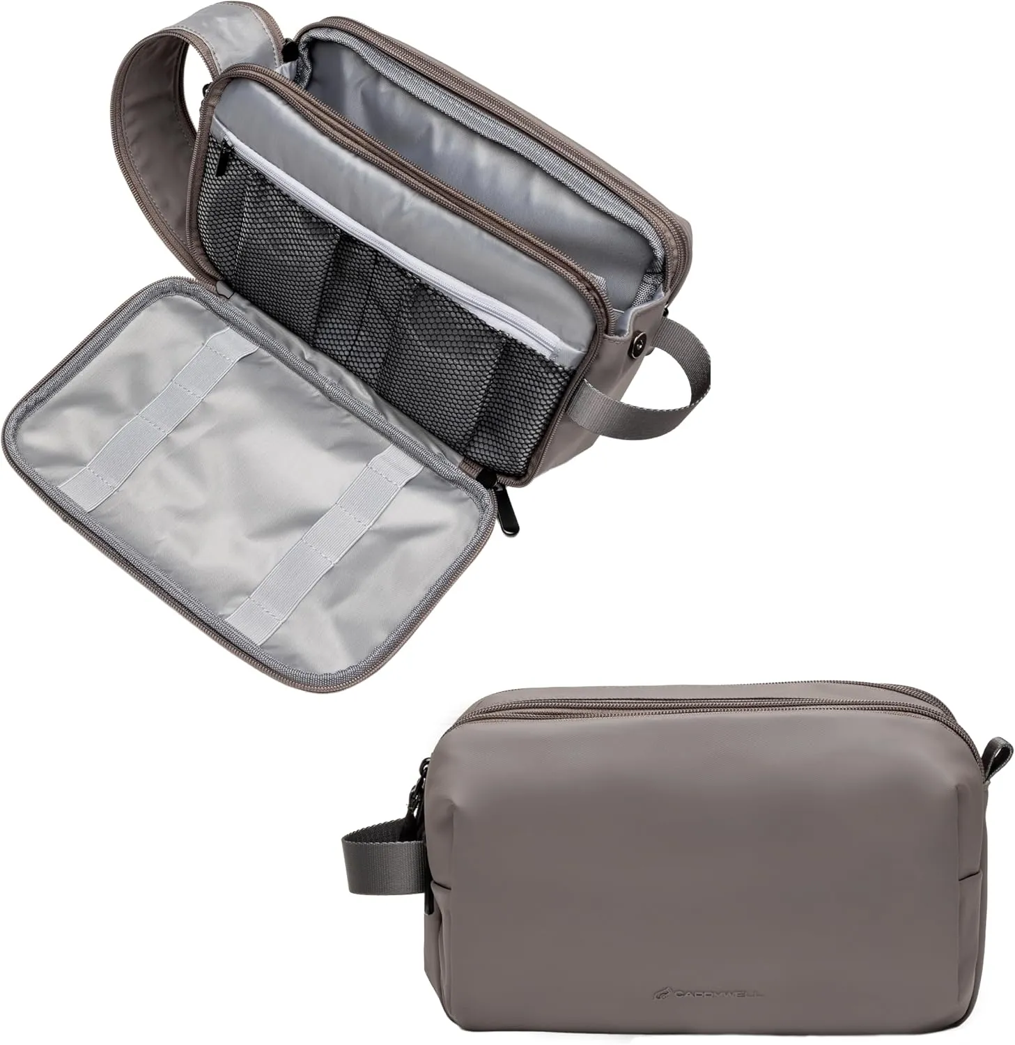 (Not Made In China) Toiletry Bag For Men, Travel Organizer, Men's Dopp Kit, Waterproof Shaving Bag for Toiletries and Accessories, Interior Compartments and Pockets (Gray)