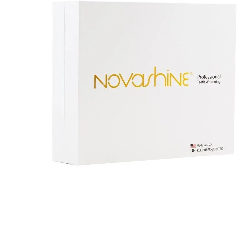 Novashine Professional Teeth Whitening Kit: Advanced Blue LED Light, Concentrated Peroxide Gel, Smartphone Adapter, Travel Bag
