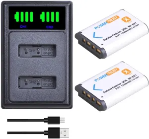 NP-BX1 Battery (2-Pack) and LED Charger for Sony NPBX1/M8, Cyber-Shot DSC-HX80, RX1, RX1R, RX100, RX1RII, HDR-CX240, HDR-PJ275, HDR-AS30V Camera Batteries