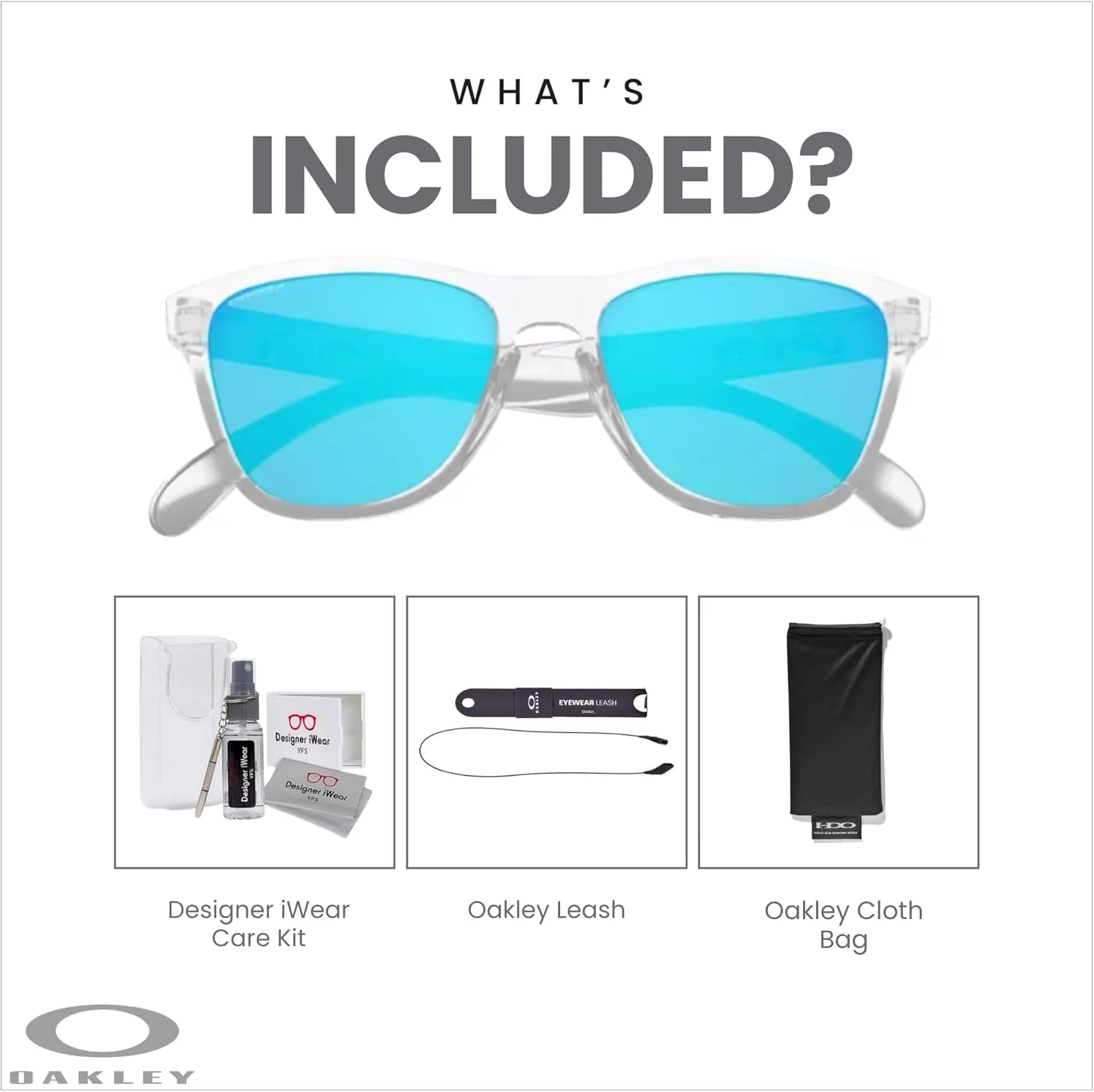 Oakley Kids Frogskins Xs OJ9006 Round Junior Sunglasses   BUNDLE Leash  Designer iWear Care Kit