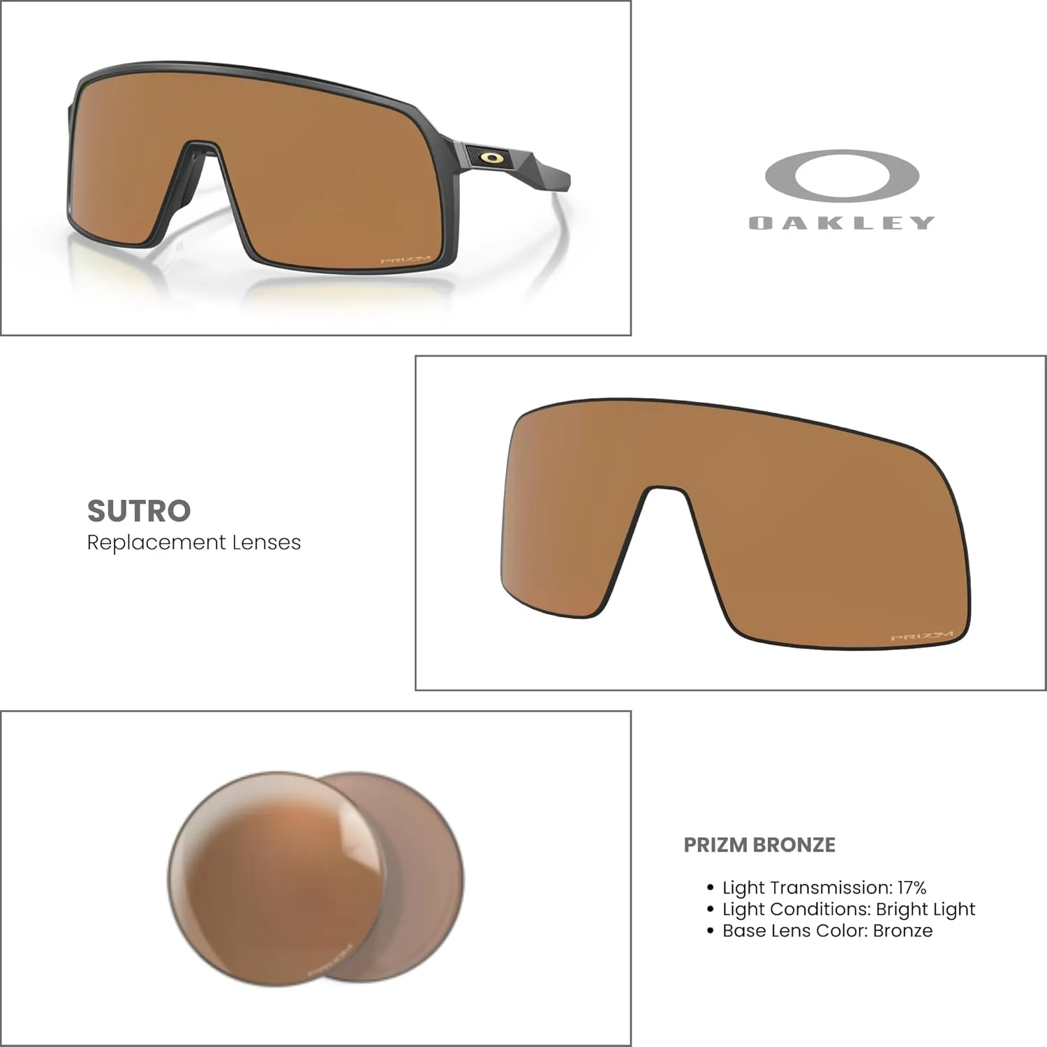 Oakley Original Sutro Replacement Lenses for Men for Women BUNDLE Bag Designer iWear Care Kit