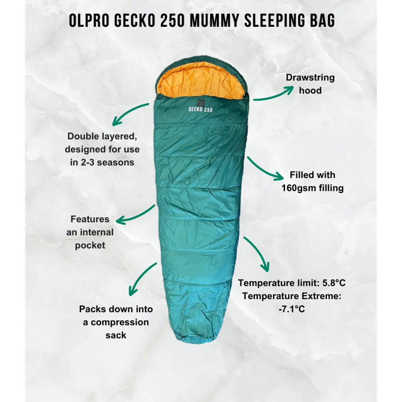 Olpro Geko 250 Mummy Sleeping Bag