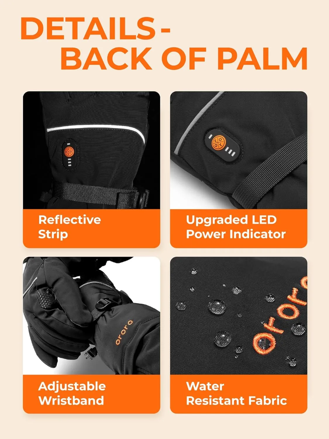 ORORO Heated Gloves for Women and Men, Rechargeable Heated Motorcycle Ski Gloves (Charger Not Included)