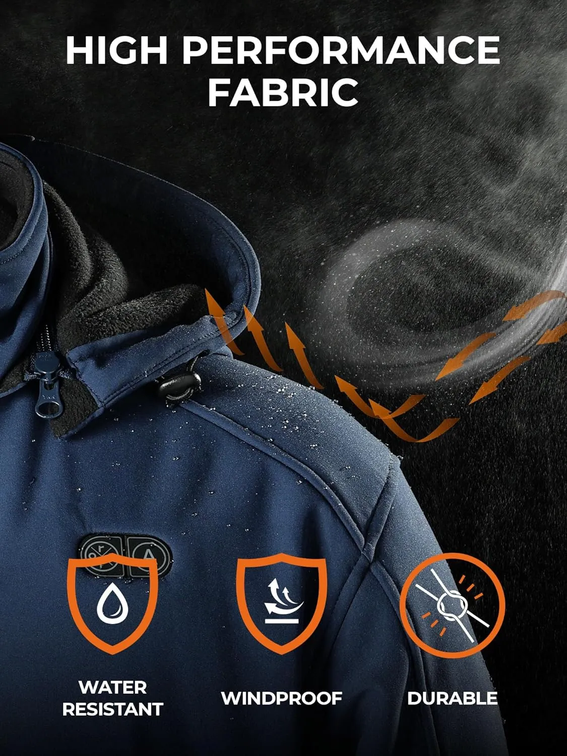 ORORO Men's 5 Heat Zones Dual Control Heated Jacket, Heated Coat Heating Jacket with Battery (Charger Not Included)