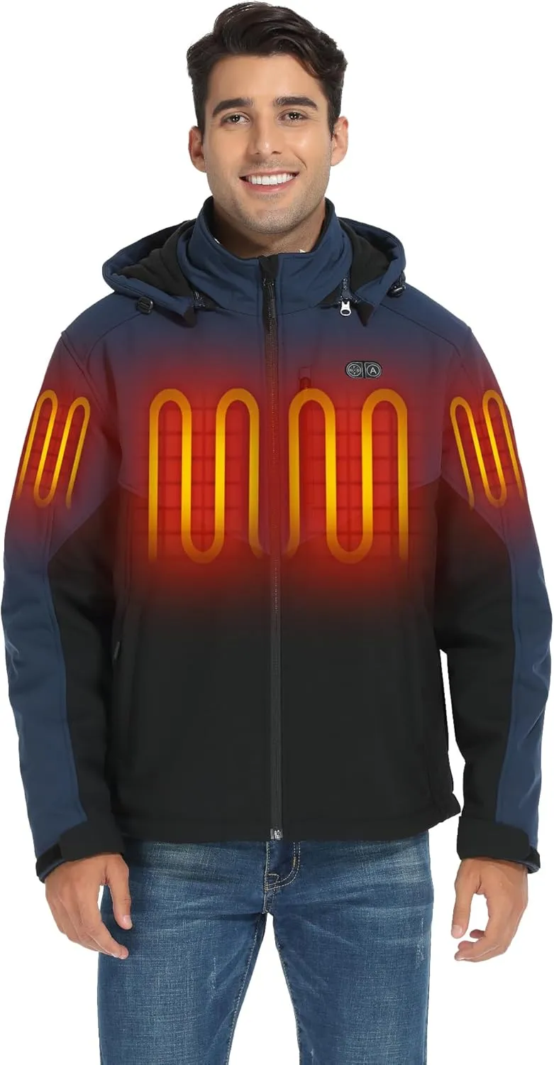 ORORO Men's 5 Heat Zones Dual Control Heated Jacket, Heated Coat Heating Jacket with Battery (Charger Not Included)