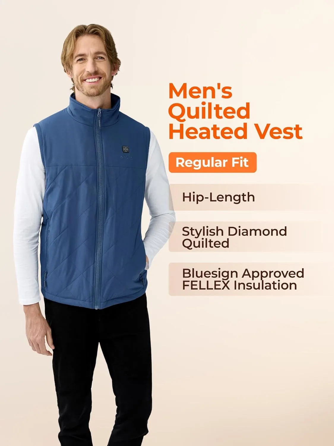 ORORO Men's Heated Quilted Vest with Battery Pack, Lightweight Quilted Heating Vest (Charger Not Included)