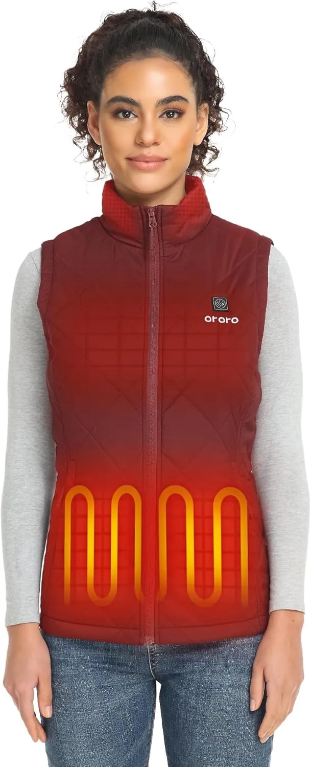 ORORO Quilted Heated Vest for Women, Lightweight Quilted Heating Vest with Battery (Charger Not Included)