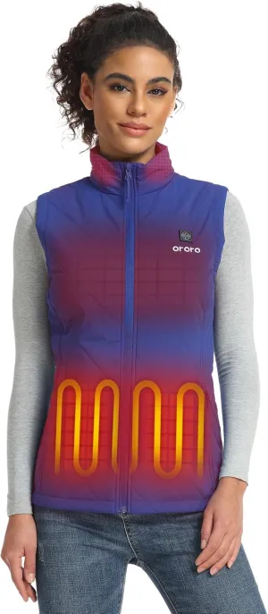 ORORO Quilted Heated Vest for Women, Lightweight Quilted Heating Vest with Battery (Charger Not Included)
