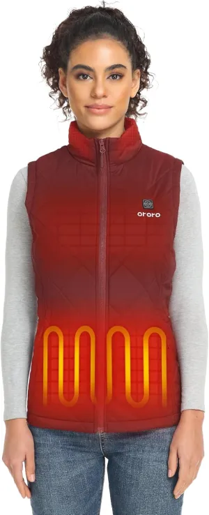 ORORO Quilted Heated Vest for Women, Lightweight Quilted Heating Vest with Battery (Charger Not Included)