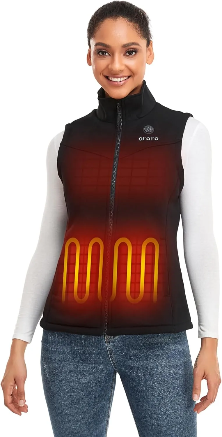 ORORO Women's Heated Fleece Vest with Battery, Lightweight Heating Vest Fleece (Charger Not Included)