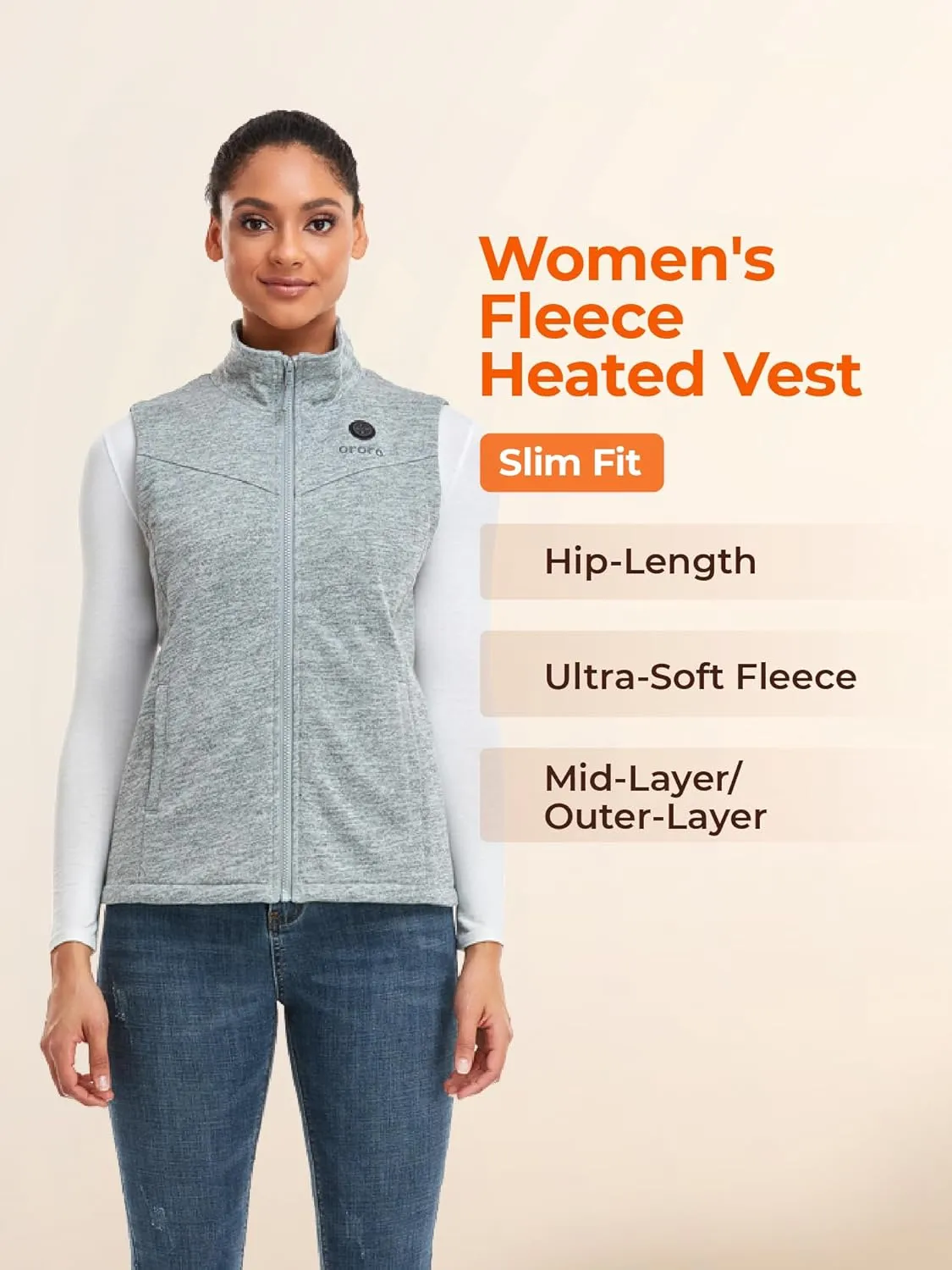 ORORO Women's Heated Fleece Vest with Battery, Lightweight Heating Vest Fleece (Charger Not Included)
