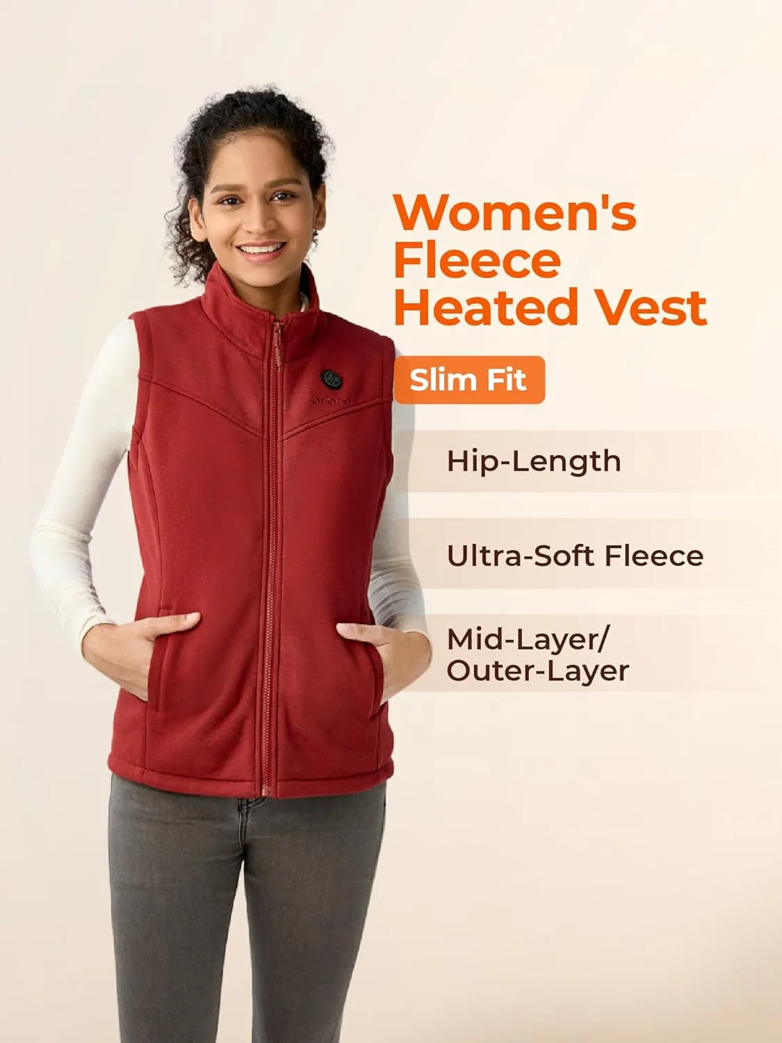 ORORO Women's Heated Fleece Vest with Battery, Lightweight Heating Vest Fleece (Charger Not Included)