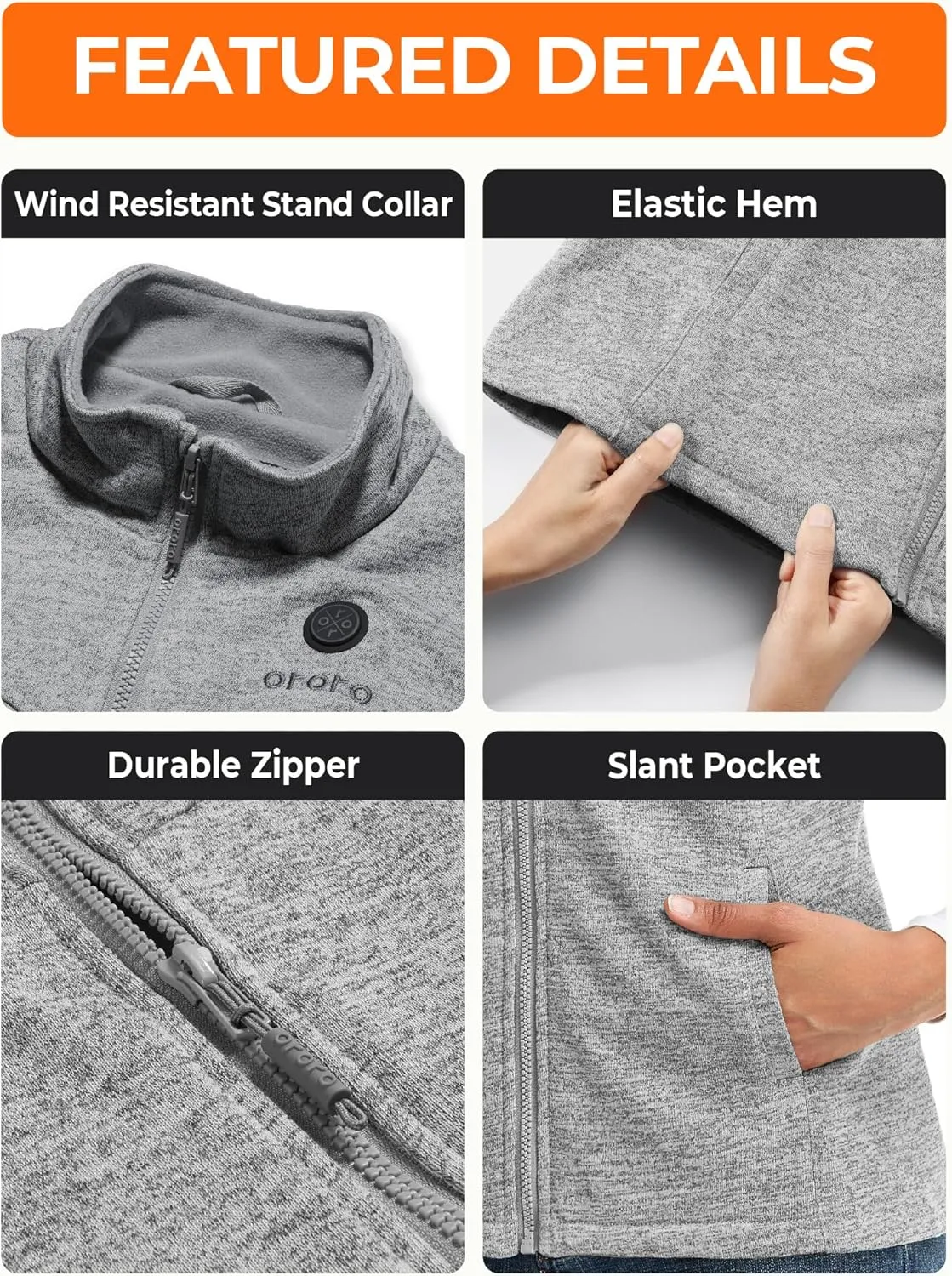 ORORO Women's Heated Fleece Vest with Battery, Lightweight Heating Vest Fleece (Charger Not Included)